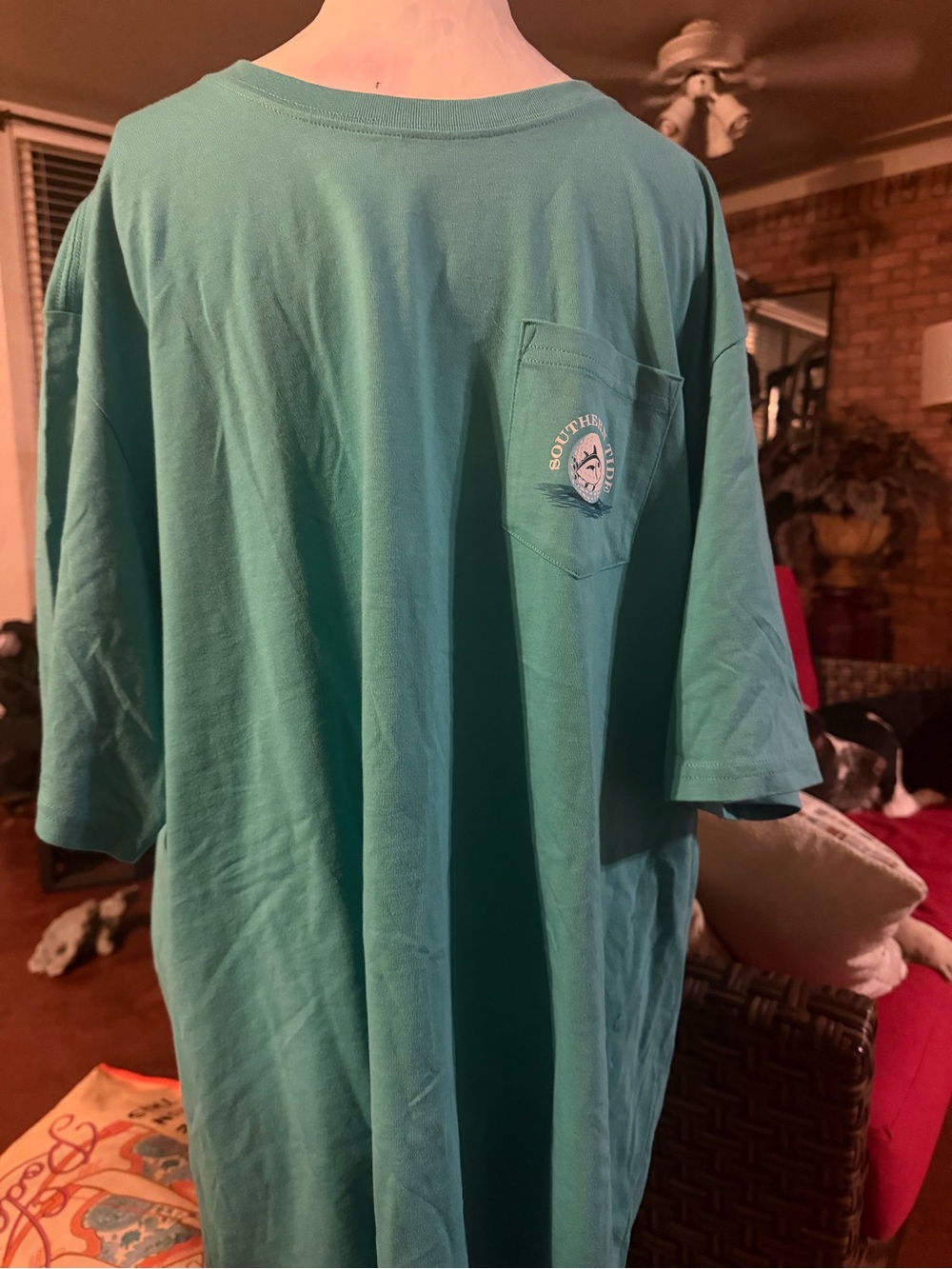 16552. Southern Tide Teal Short-Sleeve Pocket Tee with Logo
